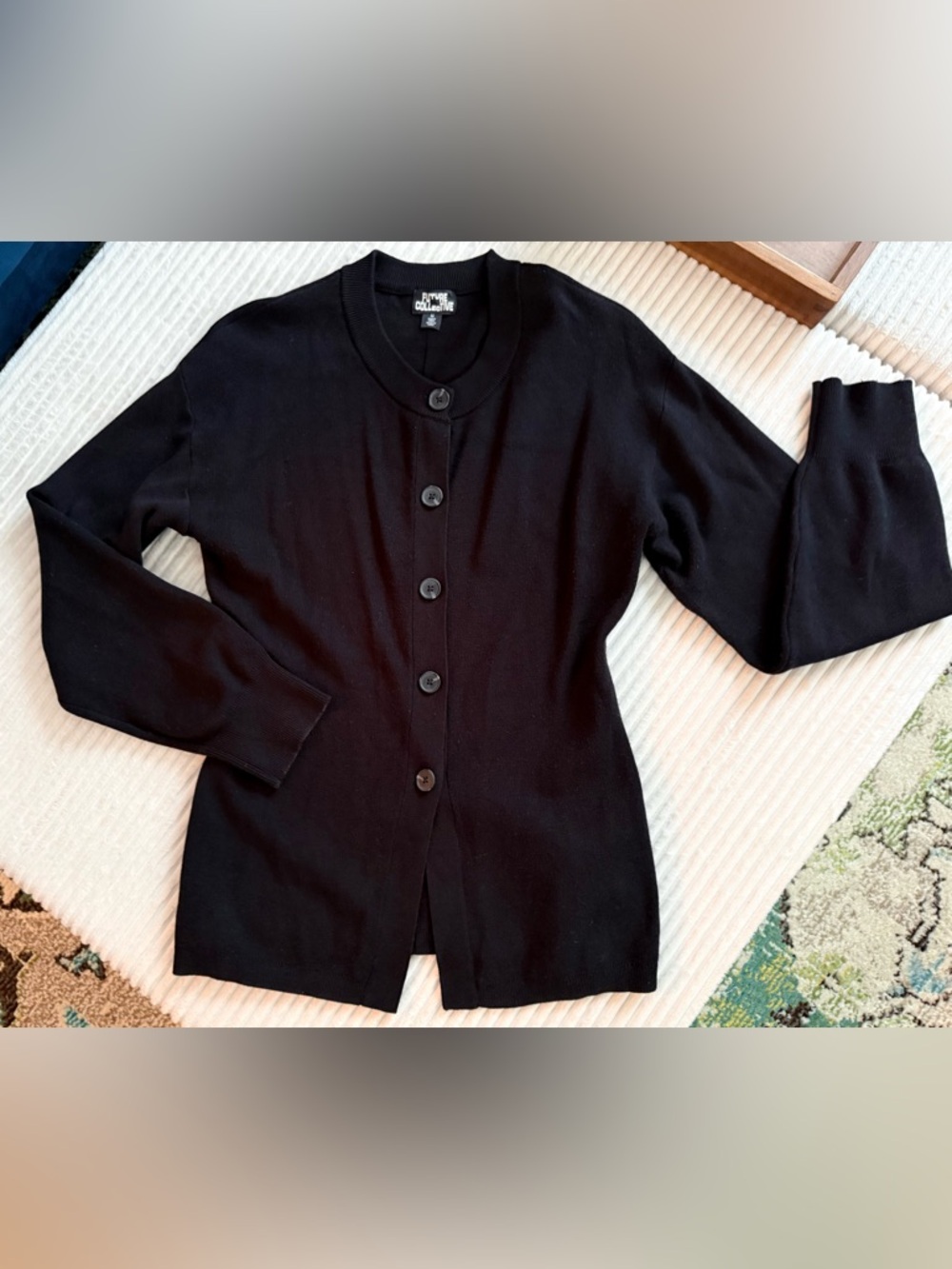 Like New Future Collective Soft Black Button-Up Cardigan Women’s Medium
